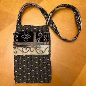 Vintage Handcrafted Shoulder Bag Lined Gold Black Cream Copper